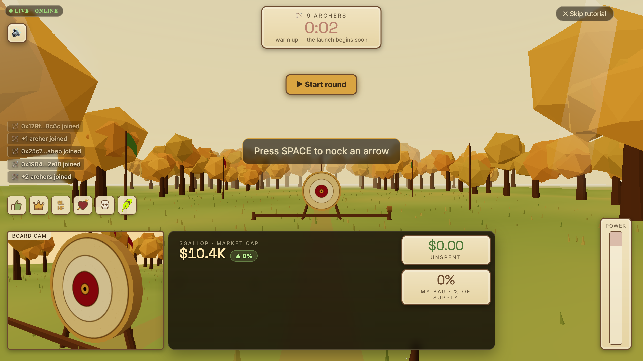 The tutorial card explaining the controls